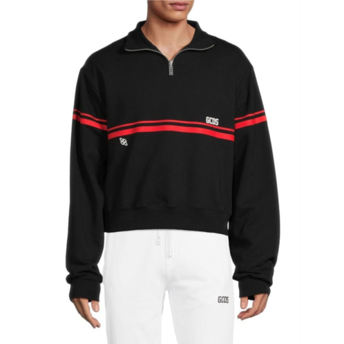 GCDS Striped Mock Neck Track Sweatshirt