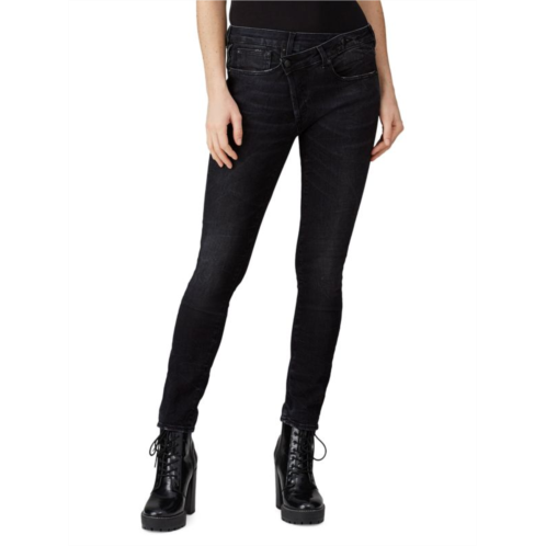 R13 Asymmetric Mid Rise Skinny Fit Jeans