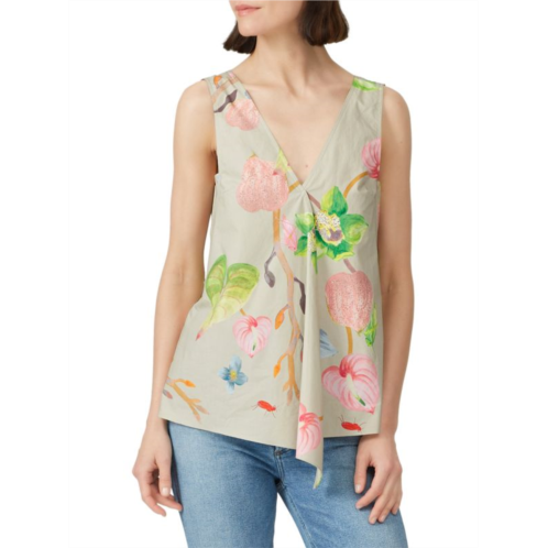 Tibi Floral Cotton Poplin Top