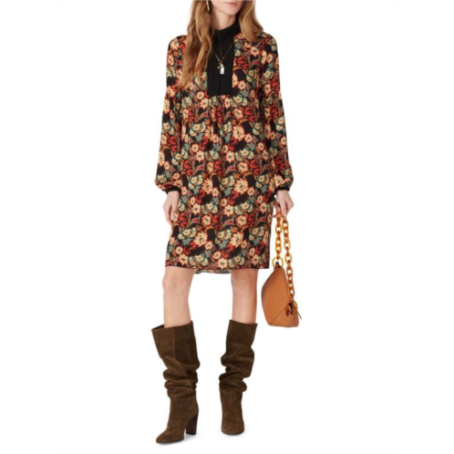 Anna Sui Floral Peasant Sleeve Shift Dress