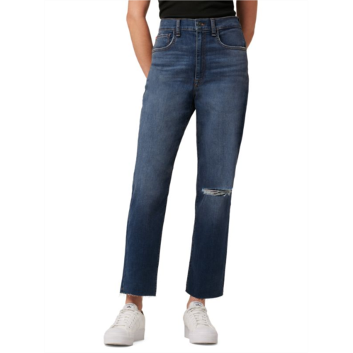 Hudson Kass Straight Fit High Rise Distressed Jeans