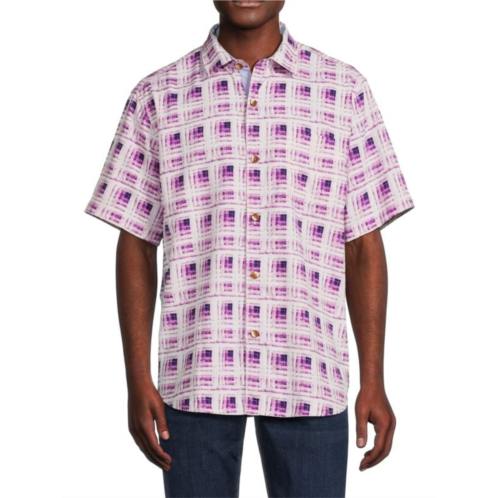 Tommy Bahama Echo Beach Tile Check Silk Blend Shirt