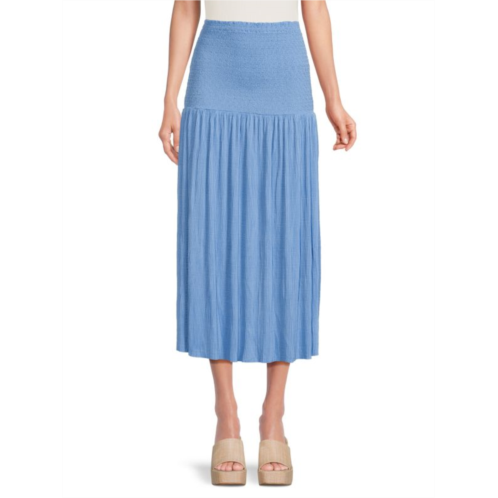 Line & Dot Jenna Smocked Midi Skirt