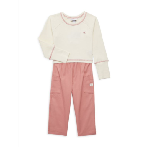 Calvin Klein Jeans ?Little Girls 2-Piece Waffle Knit Top & Cargo Pants Set