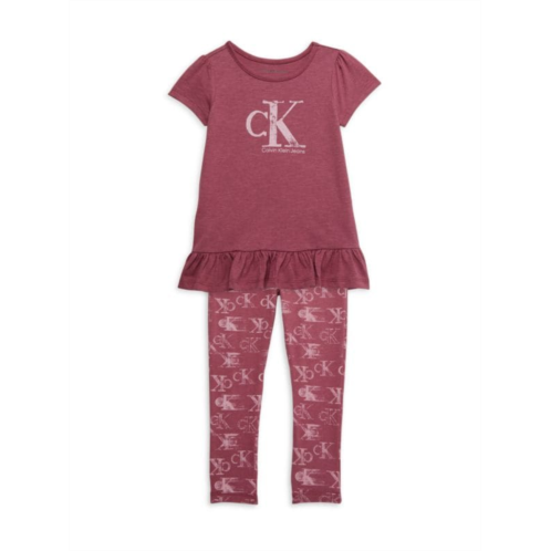 Calvin Klein Jeans Little Girls 2-Piece Logo Top & Leggings Set