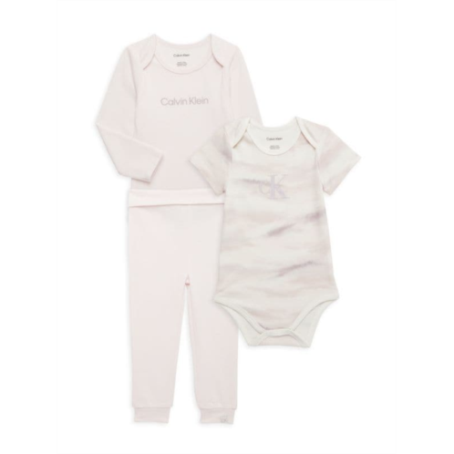 Calvin Klein Baby Girls 3-Piece Logo Bodysuit & Joggers Set