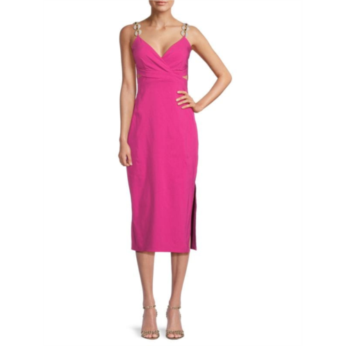 Guess Standard Fit Surplice Neckline Midi Dress