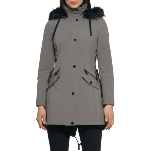 Guess Hooded Faux Fur Trim Parka