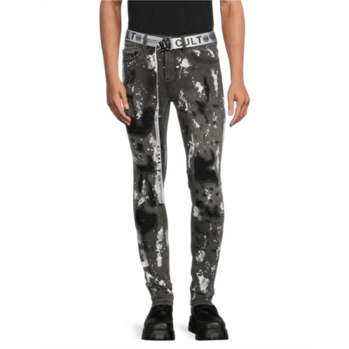 Cult Of Individuality Punk Belted Super Skinny Jeans