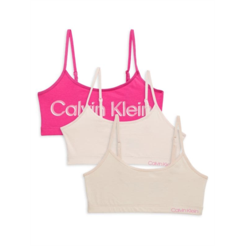 Calvin Klein ?Girls 3-Pack Stretch Cotton Logo Bras