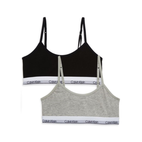 Calvin Klein ?Girls 2-Pack Stretch Cotton Logo Bras