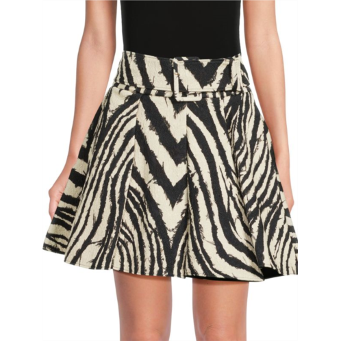 Roberto Cavalli ?Zebra Print Belted Mini Skirt