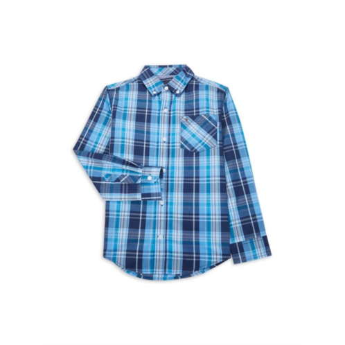 Tommy Hilfiger Boys Plaid Button Down Collar Shirt