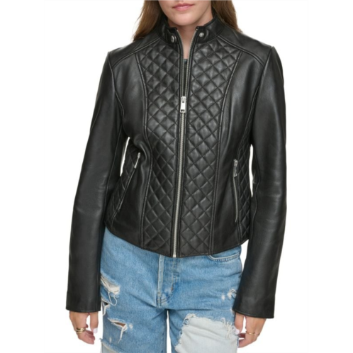 Andrew Marc Marlette Quilted Lamb Leather Moto Jacket