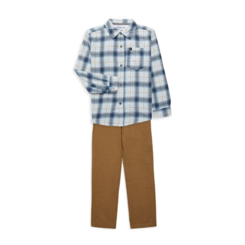 Calvin Klein Boys 2-Piece Plaid Shirt & Pants Set