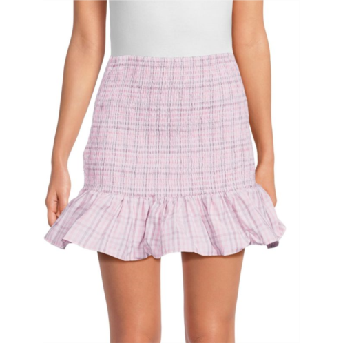 French Connection Yaki Checked Smocked Mini Skirt