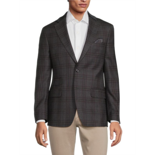 Tallia Slim Fit Plaid Wool Blend Blazer