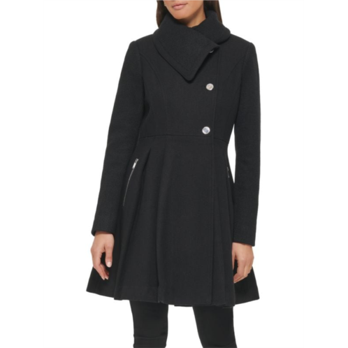 Guess Pleated Wool Blend Flared Coat
