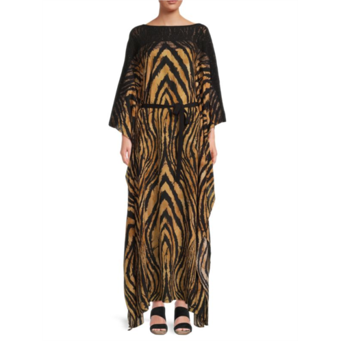 Roberto Cavalli Tiger Print Silk Maxi Dress