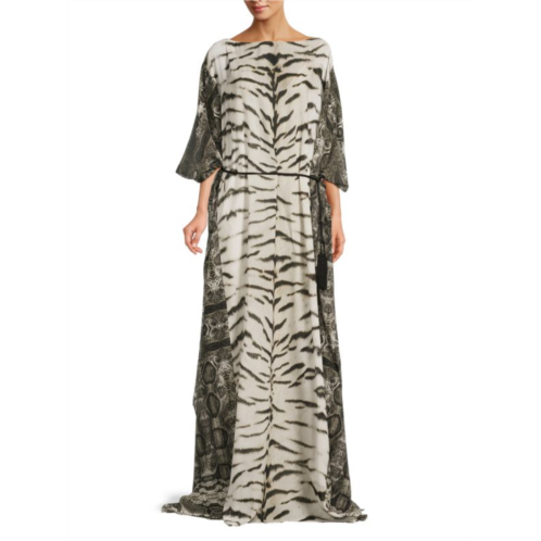 Roberto Cavalli Animal Print Silk Maxi Dress