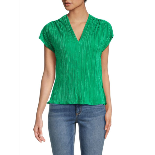 Renee C. Plisse V Neck Top