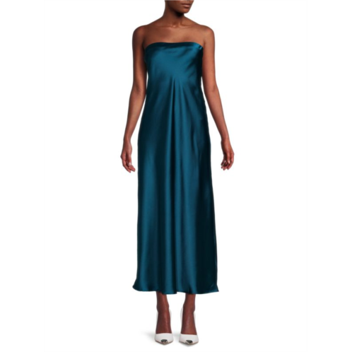 Renee C. Strapless Satin Midi Dress