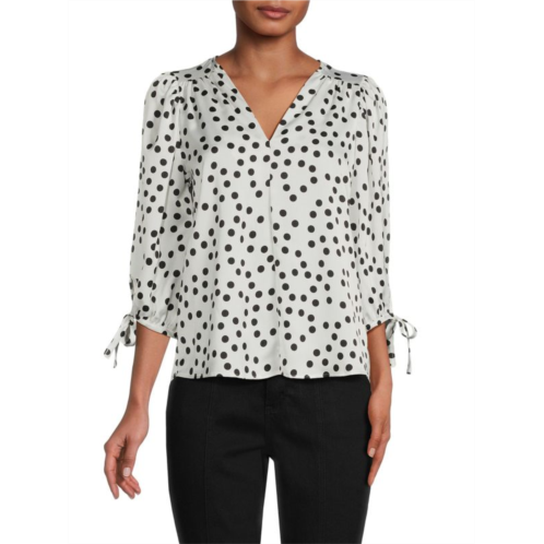 Renee C. Dot Print Tie Sleeve Blouse