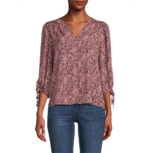 Renee C. Dotted Tie Sleeve Blouse