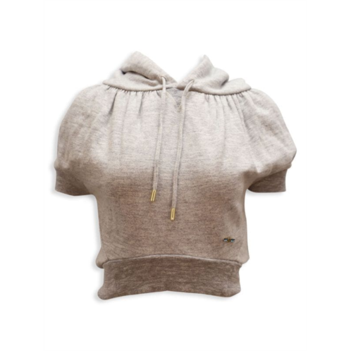 Dsquared2 Dsquared² Top Cropped Hoodie Top With Embellishment In Grey Cotton