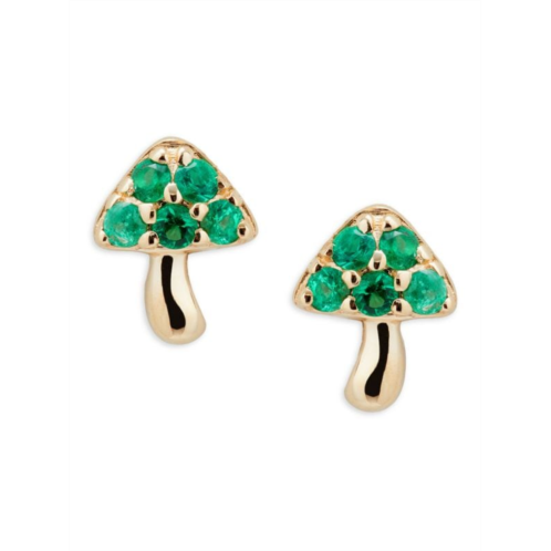 Saks Fifth Avenue 14K Yellow Gold, Emerald & Diamond Mushroom Stud Earrings