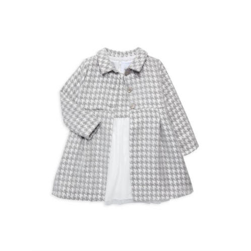 Purple Rose Little Girls 2-Piece Houndstooth Coat & Dress Set