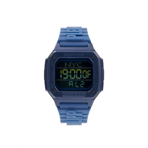 Philipp Plein Hyper $Hock 44MM Blue IP Stainless Steel Digital Watch
