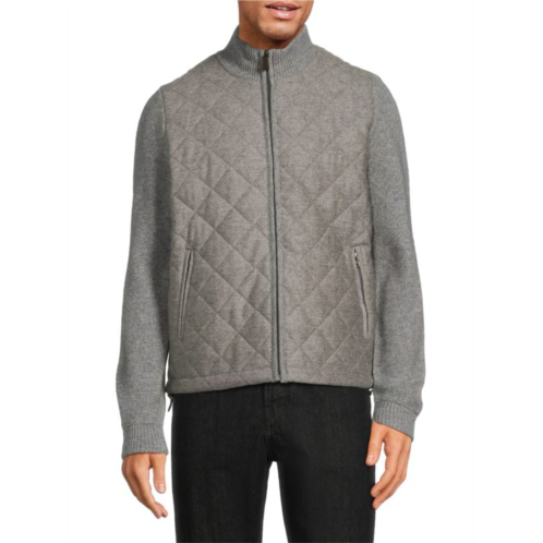 Amicale Mixed Media Wool Blend Puffer Jacket