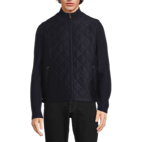 Amicale Mixed Media Wool Blend Puffer Jacket