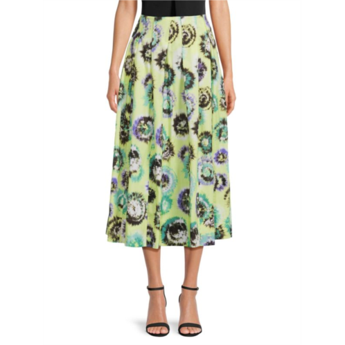 Jason Wu Collection Tie Dye Pleated Midi Skirt