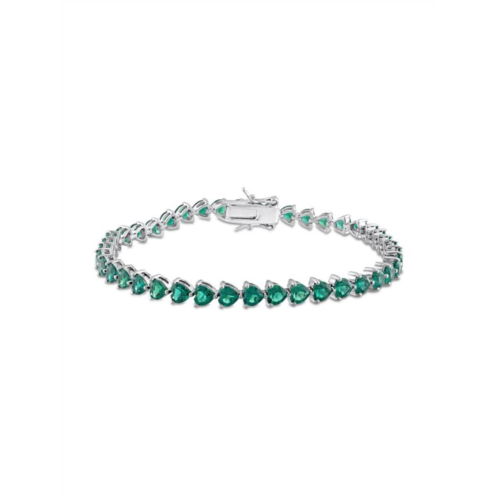 Sonatina Sterling Silver & Heart Treated Created Emerald Bracelet