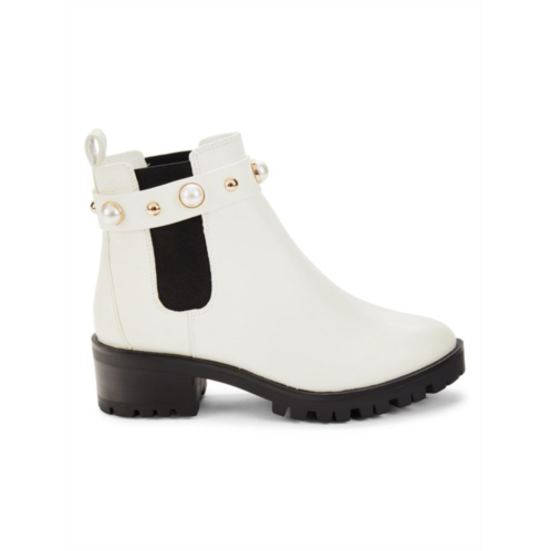 Karl Lagerfeld Paris Pola Faux Pearl Studded Chelsea Boots