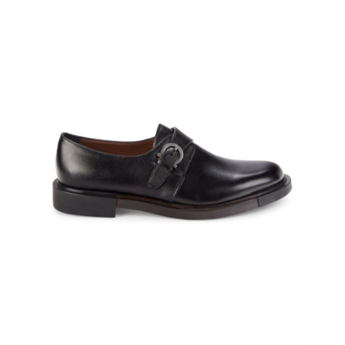 FERRAGAMO Gancini Leather Monk Strap Shoes
