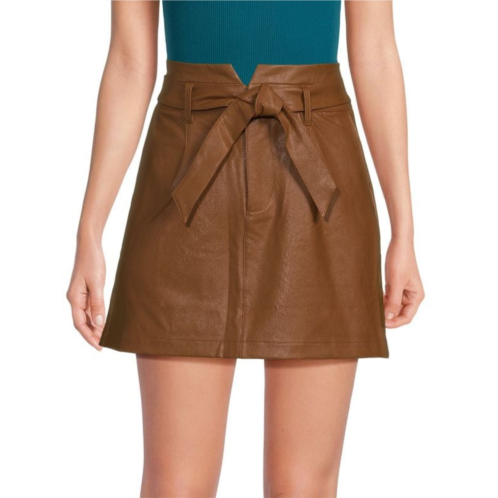 Paige ?Blanka Faux Leather Belted Mini Skirt