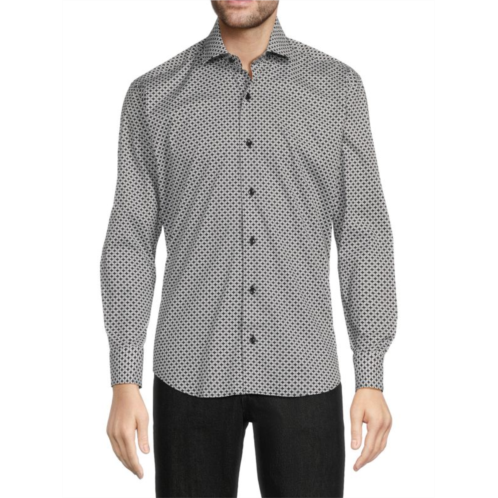 Bertigo Geometric Print Button Down Shirt