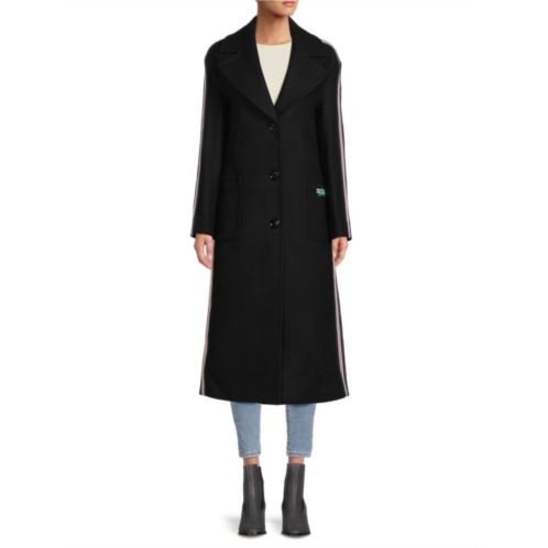 Love Moschino Virgin Wool Blend Stripe Overcoat