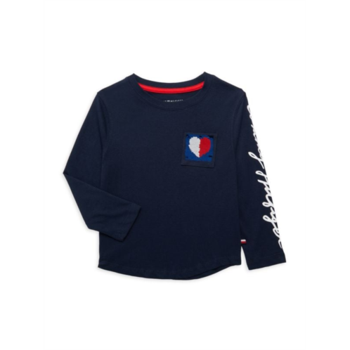 Tommy Hilfiger Little Girls Flip Sequin Logo Tee