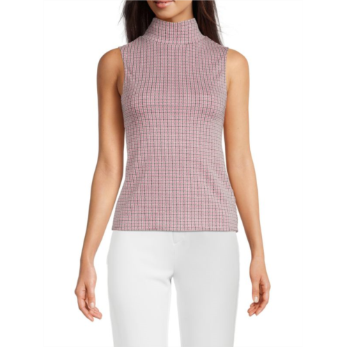 Love Ady Houndstooth Print Highneck Top