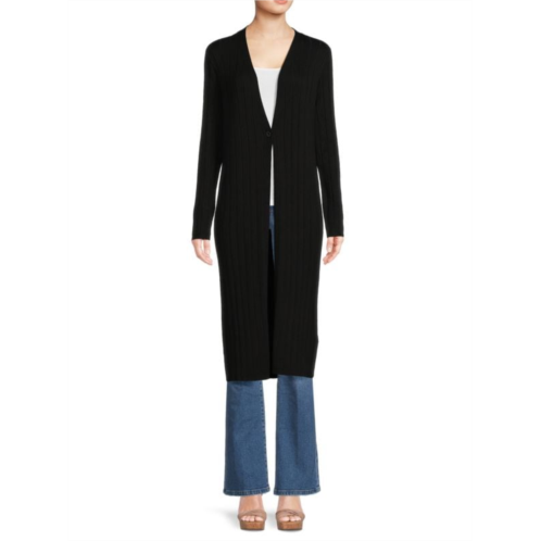 Calvin Klein Collarless Rib Knit Duster Cardigan