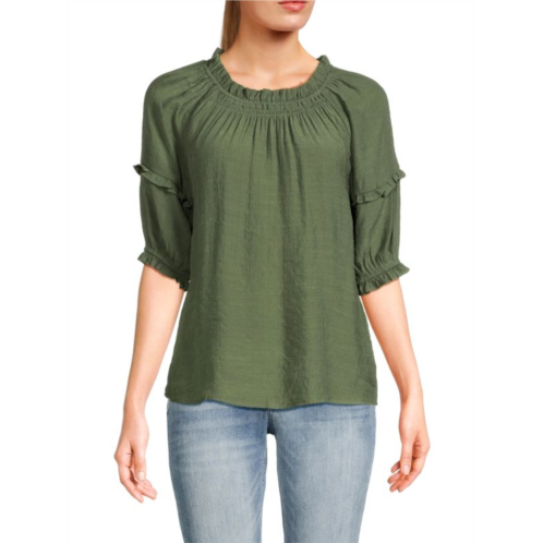 nanette nanette lepore Ruffle Trim Puff Sleeve Top