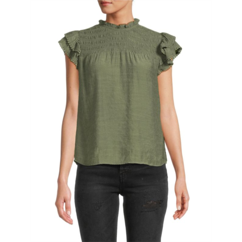 nanette nanette lepore Smocked Flutter Sleeve Shift Top