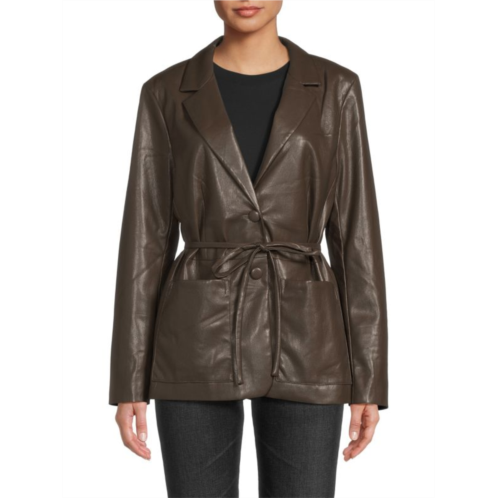 7 For All Mankind Vegan Leather Tie Jacket