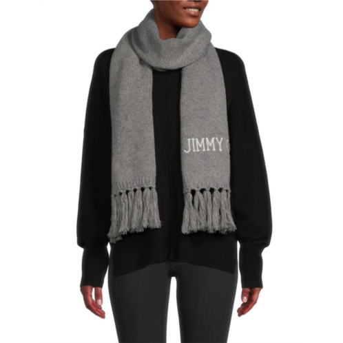 Jimmy Choo Tassel Logo Wool Scarf