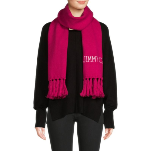 Jimmy Choo Logo Tassel Wool Scarf