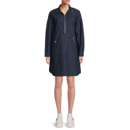 Love Moschino Half Zip Denim Shift Dress